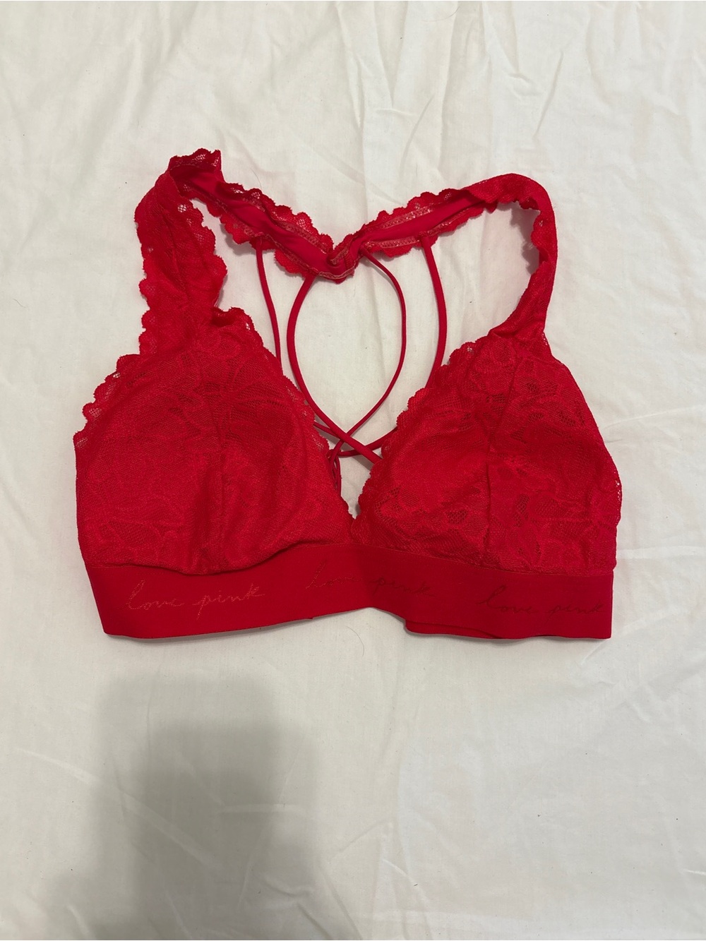 Victoria's Secret PINK Red Lace Strappy Bralette